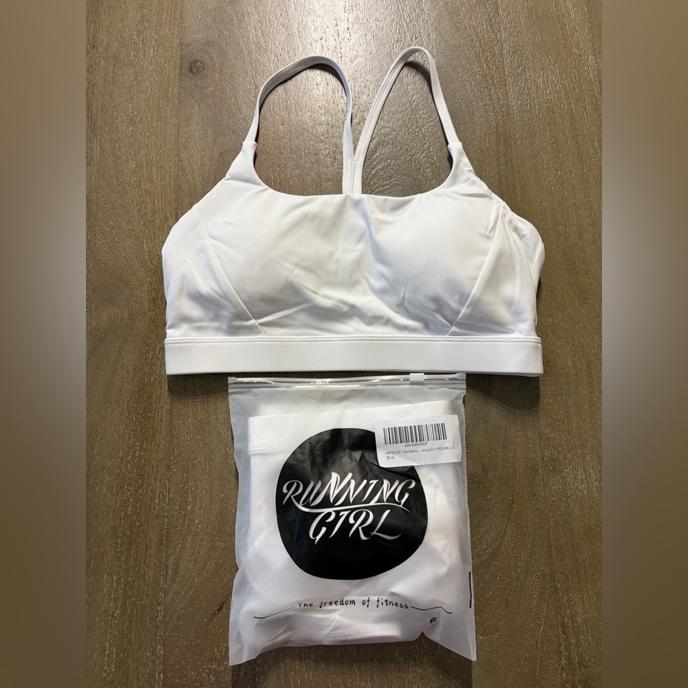 Running Girl Y Back Sports Bra Size Small White (2) Women's White Sports Bra NWT